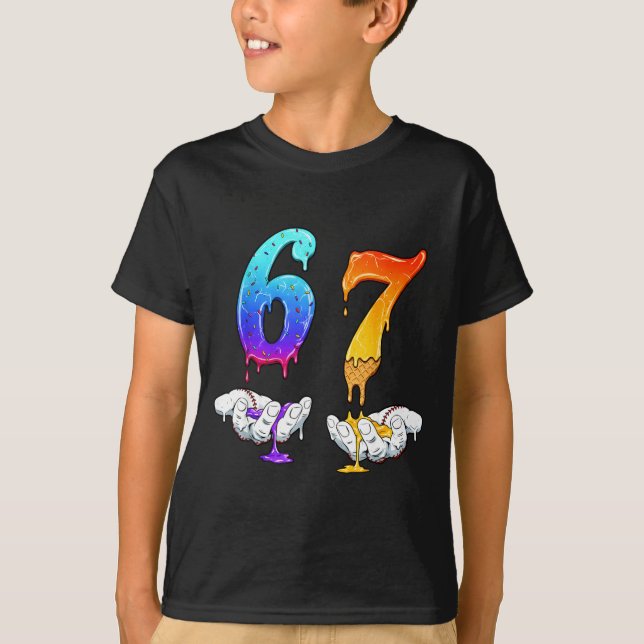Camiseta Six Seven Ice Cream Drip Cool Meme 67 Funny Number (Anverso)