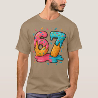 Camiseta Six Seven Ice Cream Drip Cool Meme 67 Funny Number