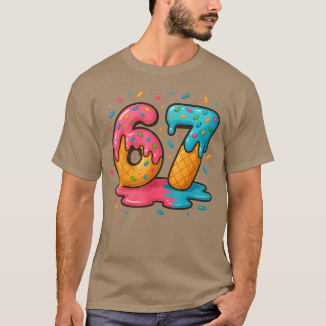 Camiseta Six Seven Ice Cream Drip Cool Meme 67 Funny Number (Anverso)