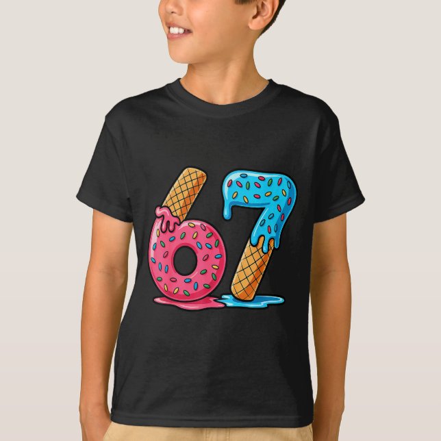Camiseta Six Seven Ice Cream Drip Cool Meme 67 Funny Number (Anverso)