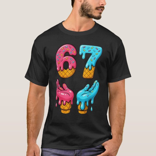 Camiseta Six Seven Ice Cream Drip Meme 67 Funny Gen Alpha S (Anverso)