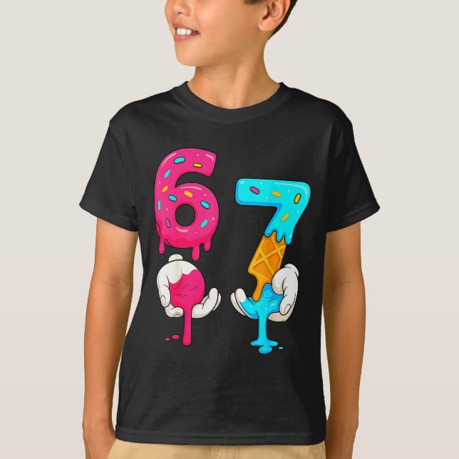 Camiseta Six Seven Ice Cream Drip Meme 67 Funny Gen Alpha S (Anverso)