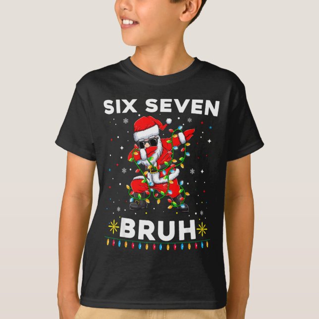Camiseta Six Seven Santa Christmas 6 7 Bruh Meme Gen Alpha  (Anverso)
