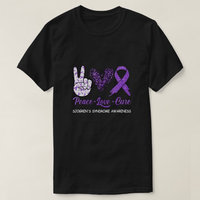 Camiseta Sjogren: Conciencia, paz, amor, cura la leopa (Diseño del anverso)
