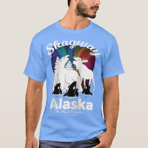 Camiseta Skagway Alaska Aurora Borealis Bear Orca Moose Kee