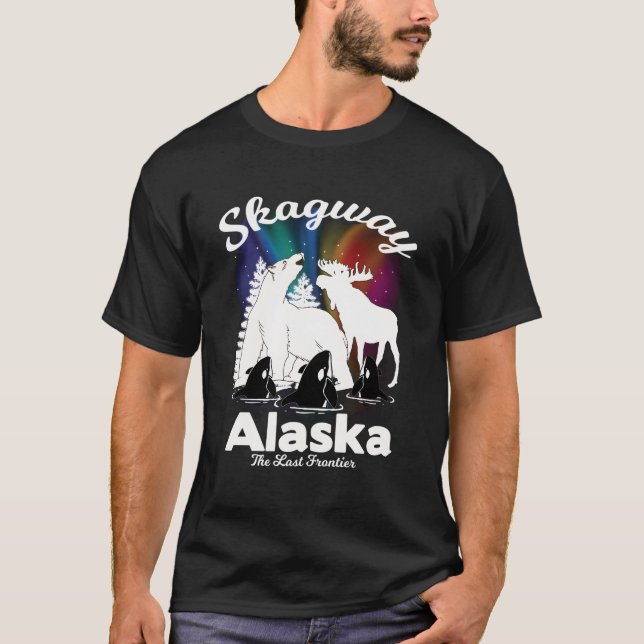 Camiseta Skagway Alaska Aurora Borealis Bear Orca Moose Sou (Anverso)