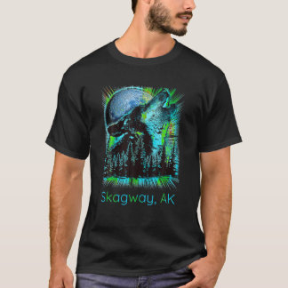 Camiseta Skagway Alaska Howling Wolf Moon Forest Nature Lov