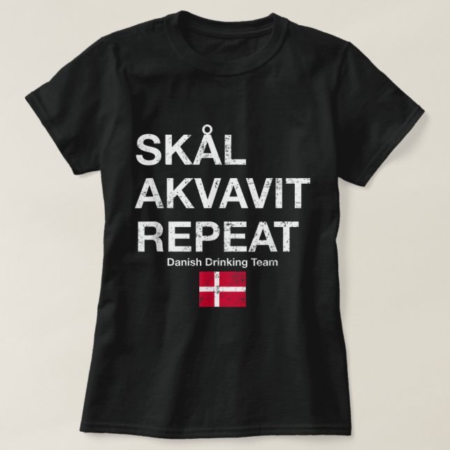 Camiseta Skal, Akvavit, Dinamarca Danmark de repetición (Diseño del anverso)
