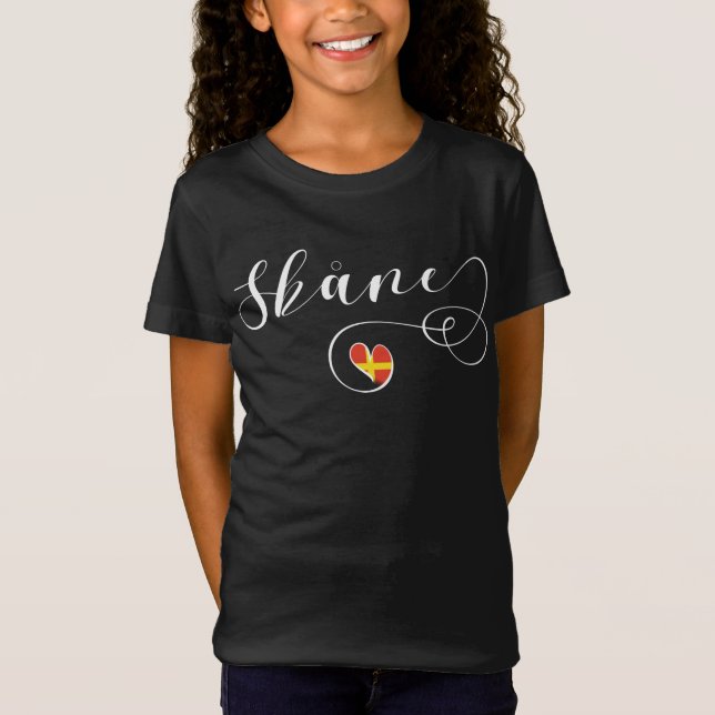 Camiseta Skåne Flag Heart, Suecia, Scania T-Shirt (Anverso)