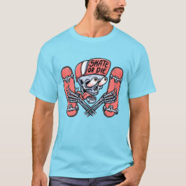 Camiseta Skate Or Die Funny Skull Skateboarding Design