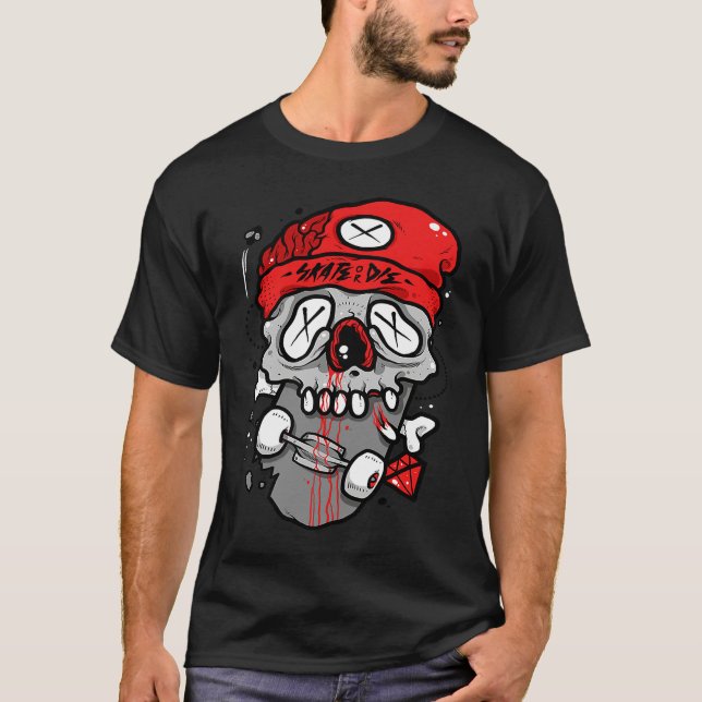 Camiseta Skate or Die  Skater Board American Cool Graphic (Anverso)