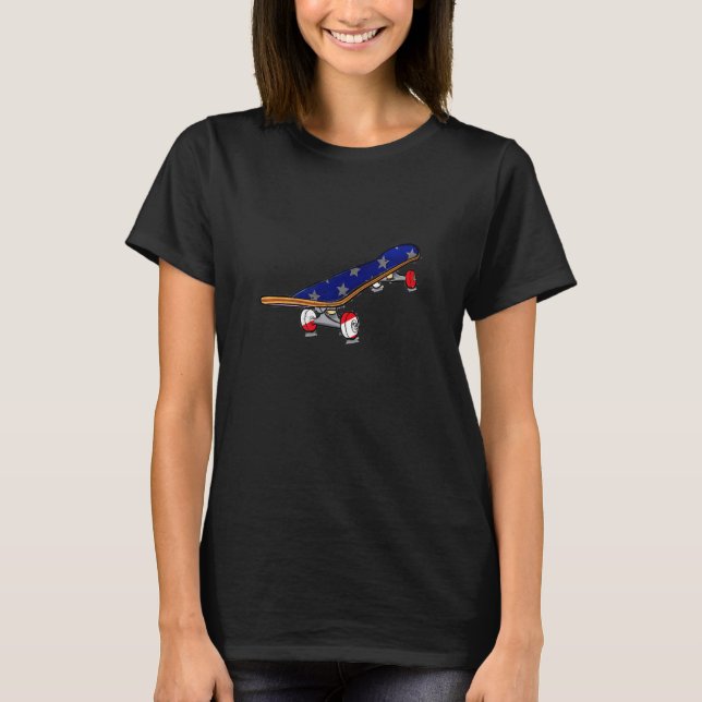 Camiseta Skate Player Bandera Americana Skateboarding 4 De  (Anverso)