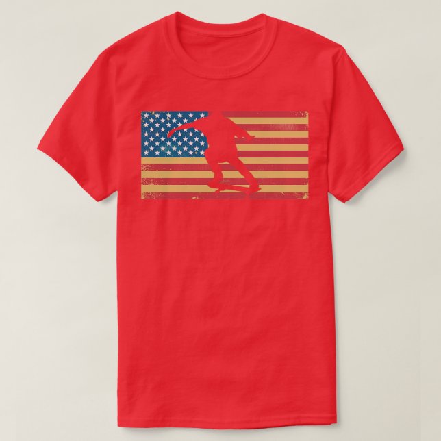 Camiseta Skateboard Boy Skater Bandera Estadounidense Rusti (Diseño del anverso)