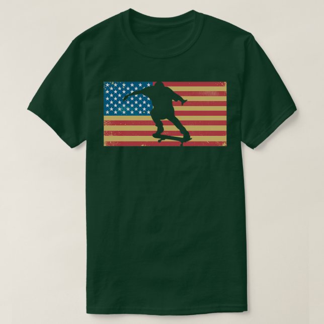 Camiseta Skateboard Boy Skater Bandera Estadounidense Rusti (Diseño del anverso)