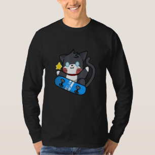Camiseta Skateboard Cute Black Cat