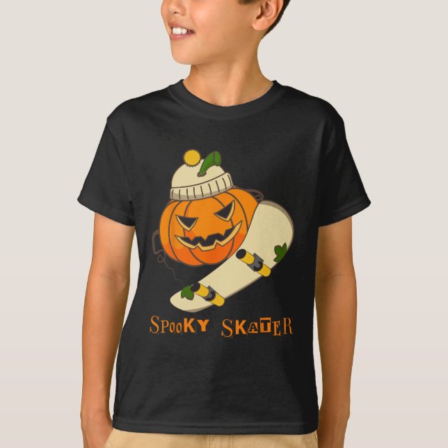 Camiseta Skateboard de calabaza Halloween Disstume divertid (Anverso)