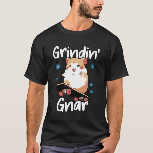 Camiseta Skateboard Hamster Grindin' Gnar Skateboard Hum (Anverso)