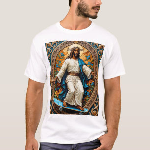 Camiseta Skateboard Jesús Arte Sacro Gracioso Tshirt Religi