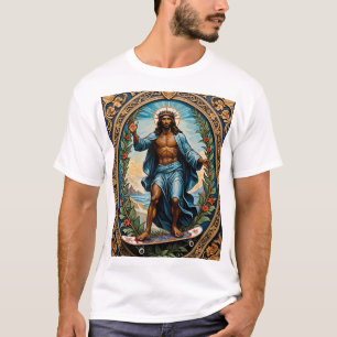 Camiseta Skateboard Jesús Arte Sagrado Gracioso T-Shir Reli
