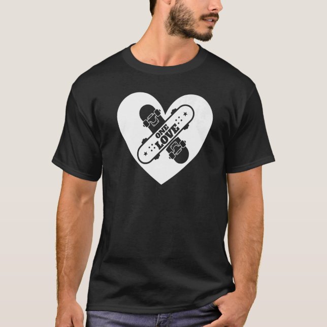Camiseta Skateboard Love for Skater Skate Skating Heart (Anverso)