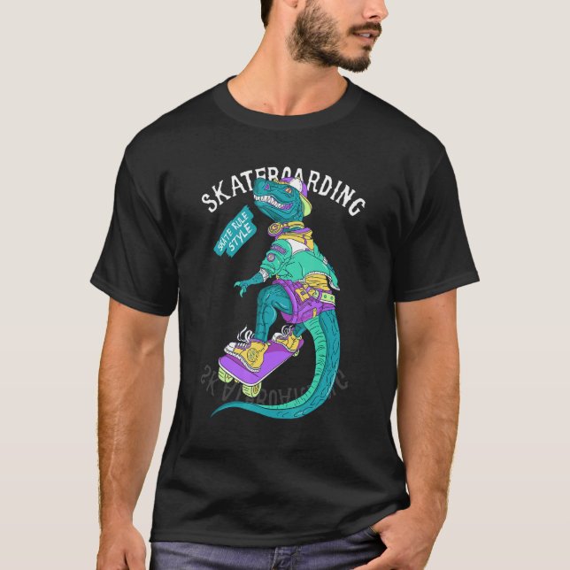 Camiseta Skateboard Retro Vintage Dinosaur Skateboard (Anverso)