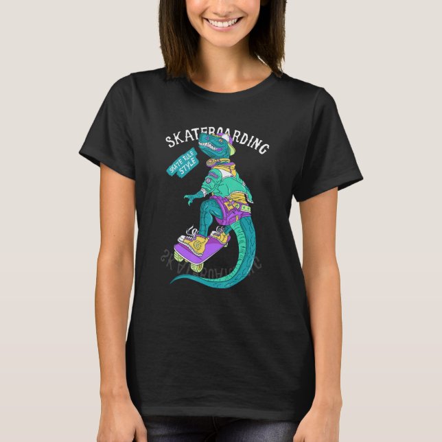 Camiseta Skateboard Retro Vintage Dinosaur Skateboard (Anverso)
