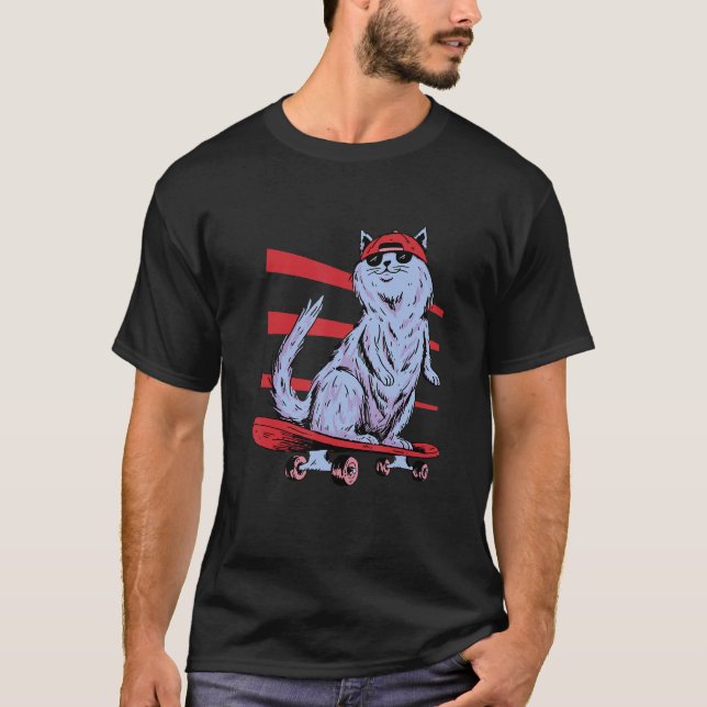 Camiseta Skateboard Skateboarding Cat   (Anverso)