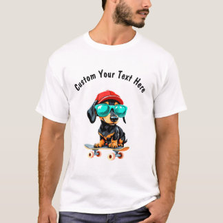 Camiseta Skateboard y Cute Dachshund Dog personalizables