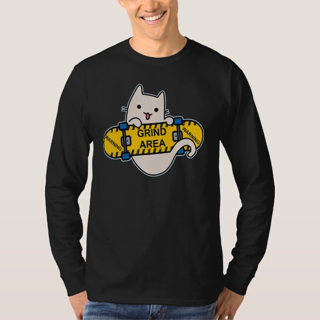 Camiseta Skateboarder Cat Skateboarding on Skateboard Grind (Anverso)