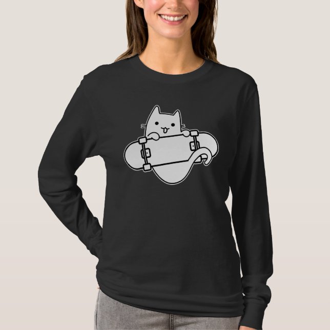 Camiseta Skateboarder Cat Skateboarding on Skateboard Outli (Anverso)