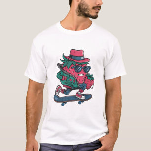 Camiseta skateboarder divertido berry fresco amante fresa