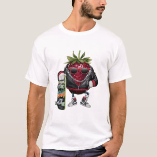 Camiseta skateboarder divertido berry fresco amante fresa
