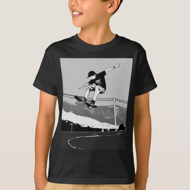 Camiseta Skateboarder Obteniendo Aire - Diseño Skateboarder (Anverso)