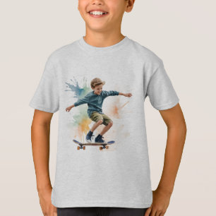 Camiseta Skateboarder Skateboarding Fun Watercolor