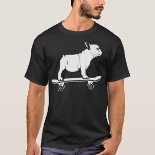 Camiseta Skateboarding Bulldog francesa Cachorro Skateboard