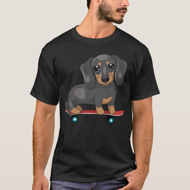 Camiseta Skateboarding Dachshund Skateboard Wiener Dog Skat (Anverso)