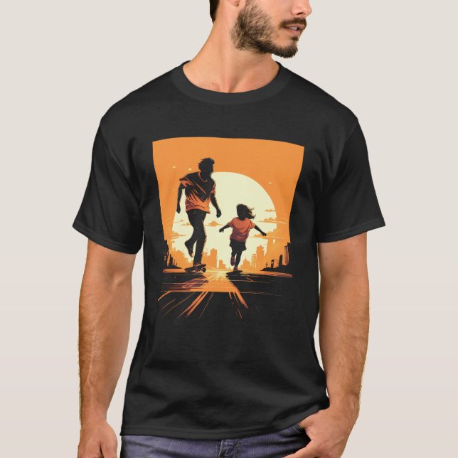 Camiseta Skateboarding Dad Dad Skateboard Padre Daugh (Anverso)