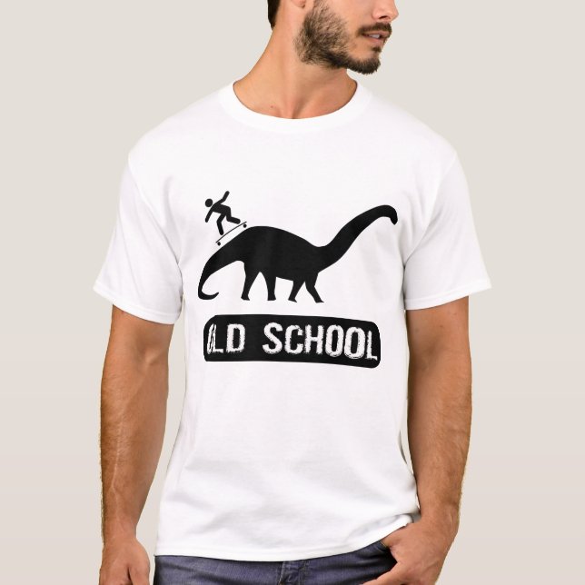 Camiseta Skateboarding de Dino de la escuela vieja (Anverso)