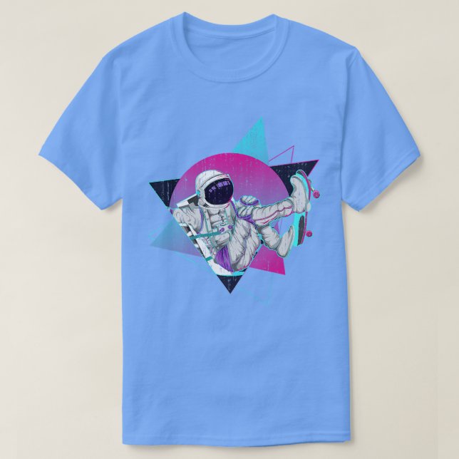 Camiseta Skateboarding de ondas sintéticas Retro 80 en el e (Diseño del anverso)