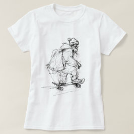 Camiseta Skateboarding de Santa Claus con regalo