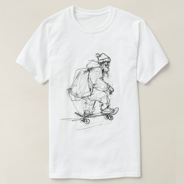 Camiseta Skateboarding de Santa Claus con regalo (Diseño del anverso)
