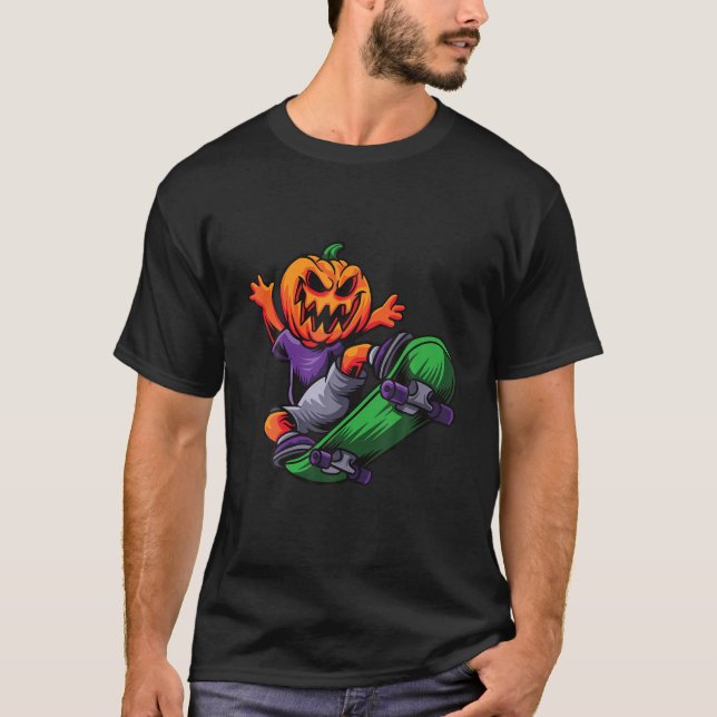 Camiseta Skateboarding Fiesta Retro Sunset de Halloween (Anverso)
