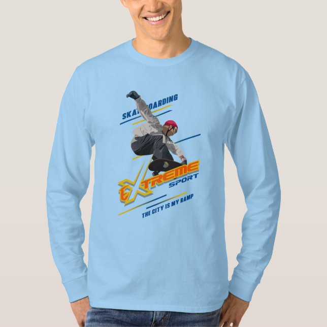 Camiseta Skateboarding | Larga manga de los hombres (Anverso)