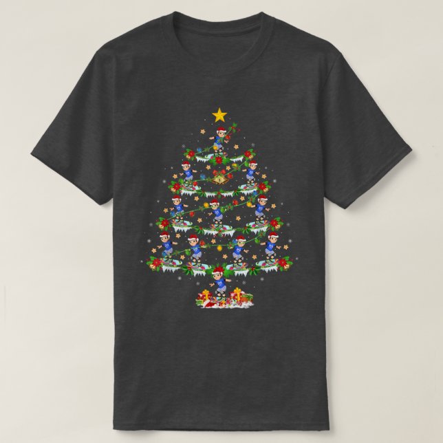 Camiseta Skateboarding Lover Xmas Lights Skateboarding Chri (Diseño del anverso)
