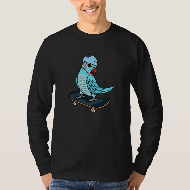 Camiseta Skateboarding Parrot I Blue Indian Ringneck (Anverso)