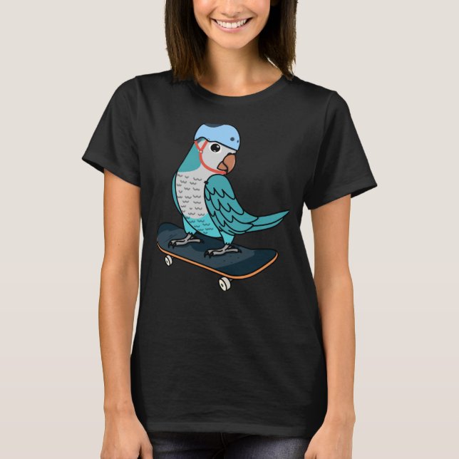 Camiseta Skateboarding Parrot I Blue Monk Parakeet Quaker (Anverso)