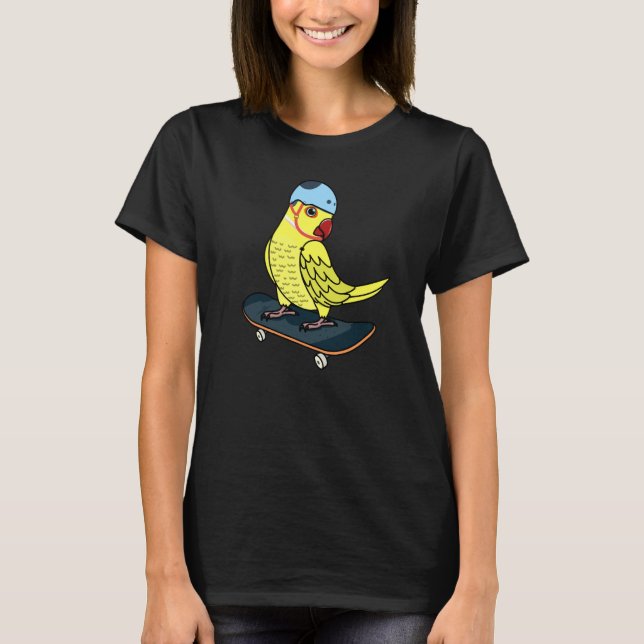 Camiseta Skateboarding Parrot I Yellow Indian Ringneck (Anverso)