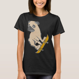 Camiseta Skateboarding Pug Dog Skateboard Cachorro Gracioso