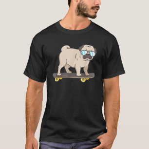 Camiseta Skateboarding Pug Shirt Pug Dog en Skateboard Fun
