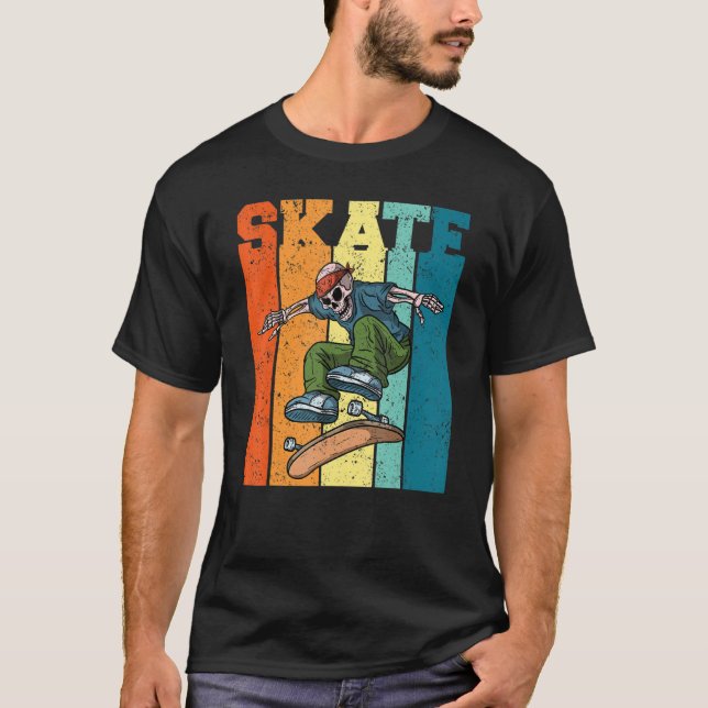 Camiseta Skateboarding Retro Vintage Skeleton Flip Skateboa (Anverso)